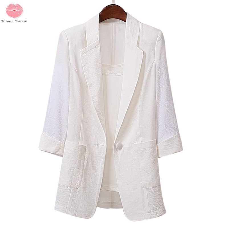 Cotton and Linen Long and Large Size Suit Jacket Loose Casual Fashion Suit Women'S Clothing