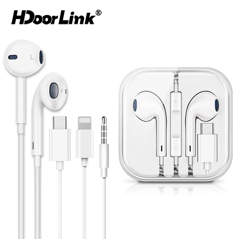 Tai Nghe Có Dây HdoorLink Đầu 3.5 mm Đầu Lightning Nhét Tai Cho Apple&amp;Android