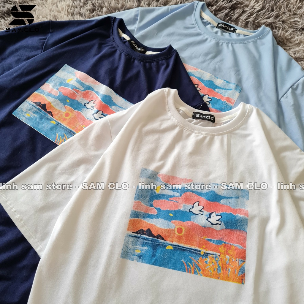 Áo thun tay lỡ nữ SAM CLO freesize phông form rộng dáng Unisex - mặc cặp, nhóm, lớp in hình BỨC TRANH