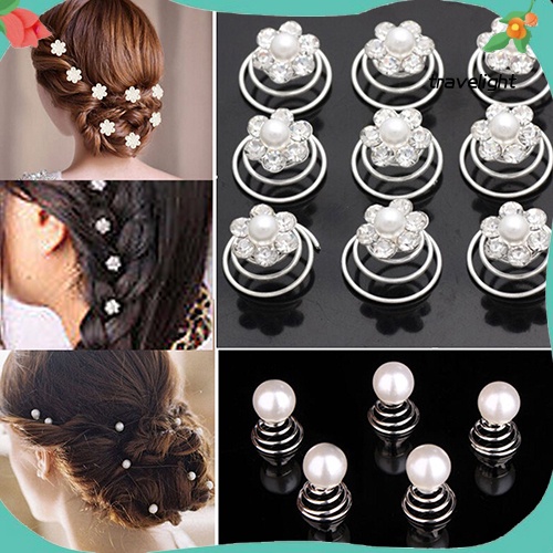 Set 12 Trâm Cài Tóc Dạng Xoắn Ốc Đính Đá Sang Trọng Cho Cô Dâu