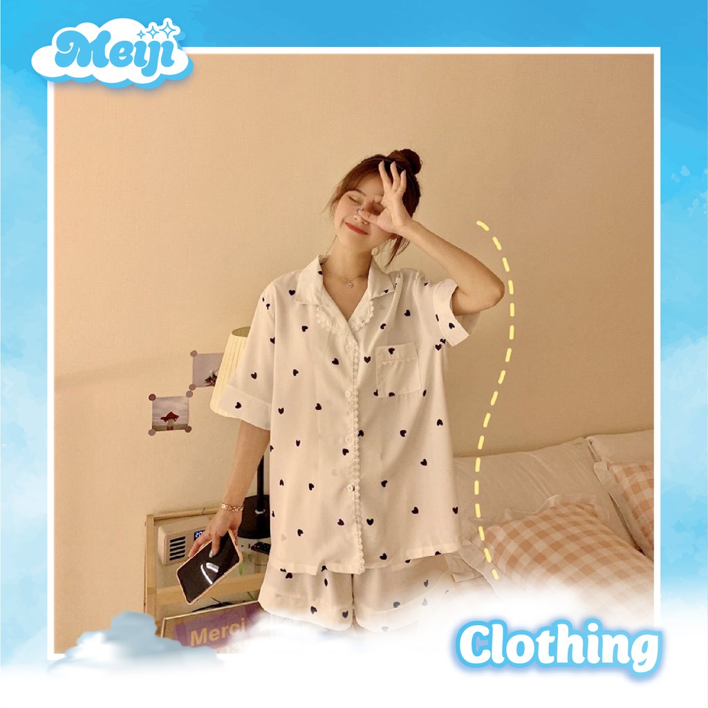 Bộ ngủ pijama nữ trái tim các loại xinh yêu
