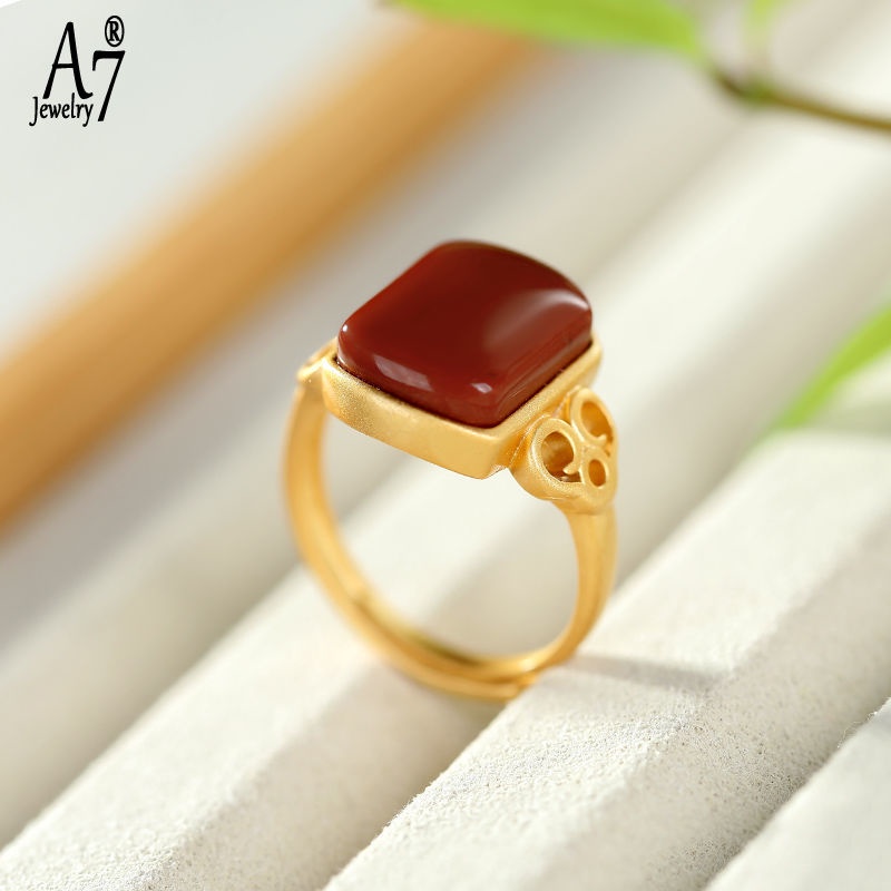 Nhẫn Bạc 925 Mặt Vuông Đính Đá Mã Não Đỏ Thời Trang Cho Nữ