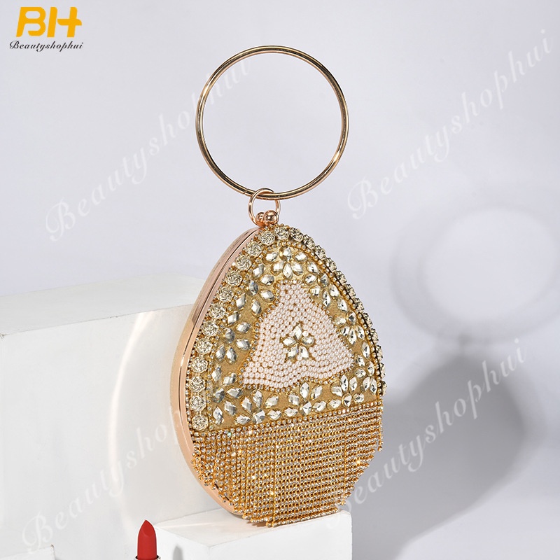 Túi Xách Đính Đá Hình Giọt Nước Phong Cách Âu Mỹ Thời Trang Dự Tiệc Cho Nữ