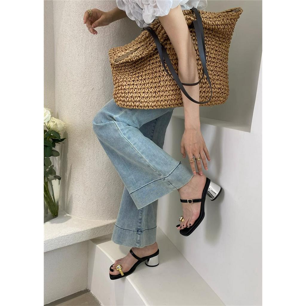 Dép Sandal Cao Gót Hở Ngón Đính Đá Thời Trang Mùa Hè Mới 2023 Cho Nữ