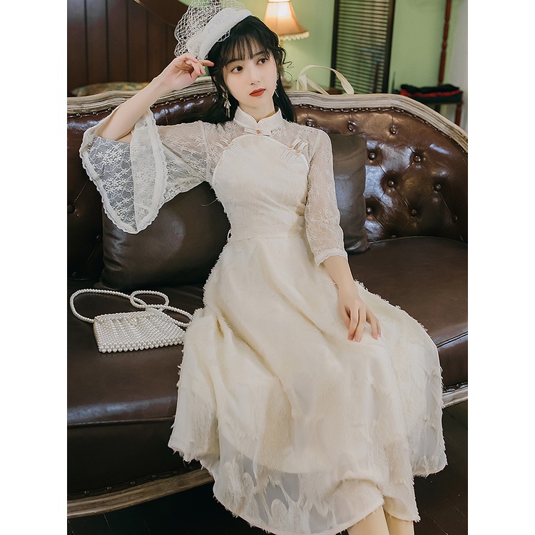 Km ✖◈mùa hè retro eo sườn xám phiên bản sửa đổi trẻ dài váy siêu cổ tích pháp niche loại 1 | BigBuy360 - bigbuy360.vn