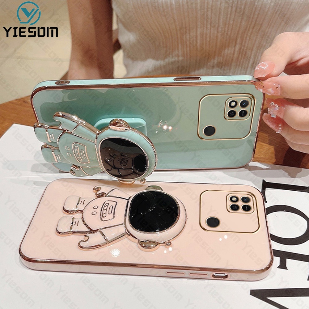 Ốp Điện Thoại Silicon Dẻo Họa Tiết Phi Hành Gia Lấp Lánh Kèm Giá Đỡ Cho Xiaomi Redmi 10C 10A 9C 9A 9T 9 8 8A