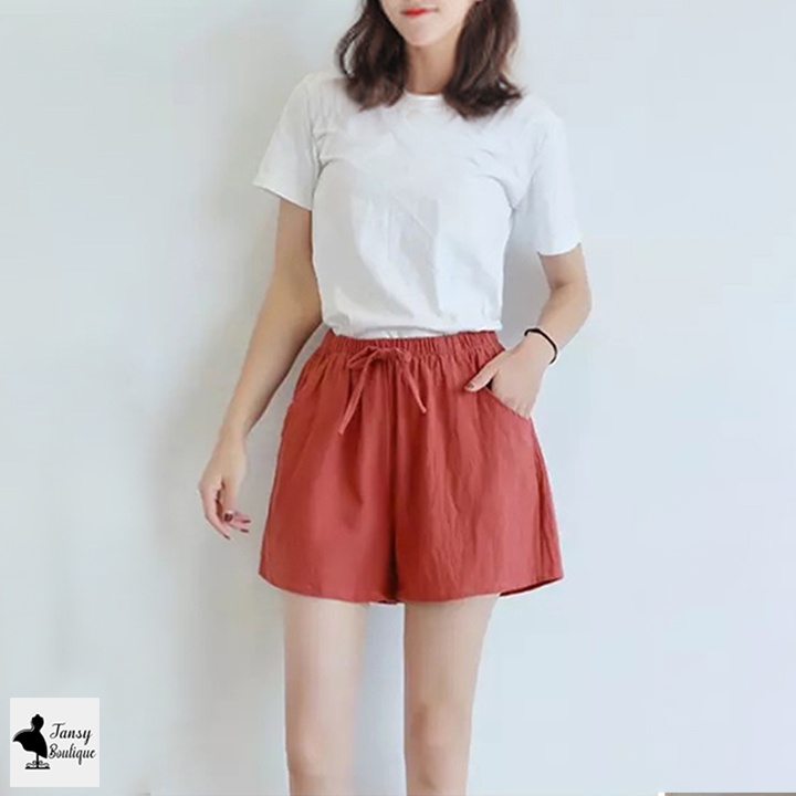 Quần short đũi nữ - Quần đùi nữ vải đũi cao cấp thoáng mát