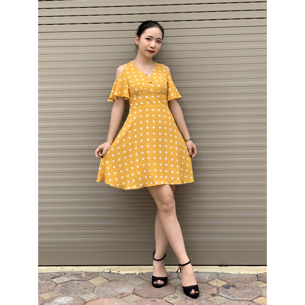 Đầm xòe chấm bi hở vai SEFA MKFD192124