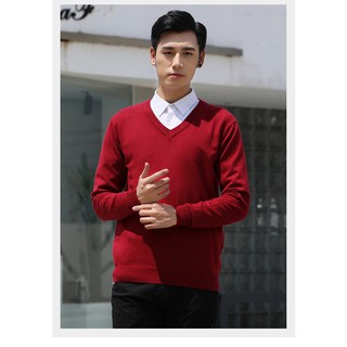 Áo len nam cổ tim chất len dệt kim