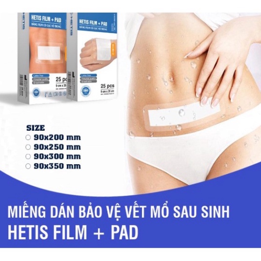 Huong Hoa Mart Gạc, Miếng Dán Vết Mổ Sau Sinh HETIS FILM PAD Bảo Vệ Vết Thương Khỏi Sự Xâm Nhập Của Vi Khuẩn