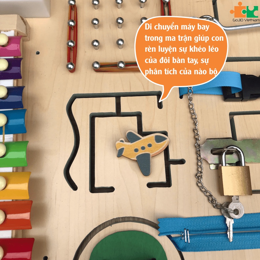 Phụ kiện bảng bận rộn - Máy bay - Trái đất - UFO gắn vào mê cung