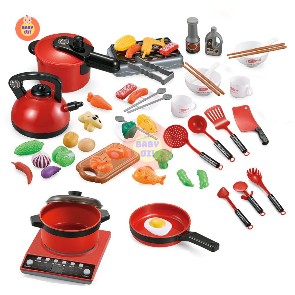 Đồ chơi nấu ăn, mô hình đồ ăn nhập vai cho bé, đồ chơi đồ hàng, màu đỏ mini, phát triển kỹ năng cơ bản