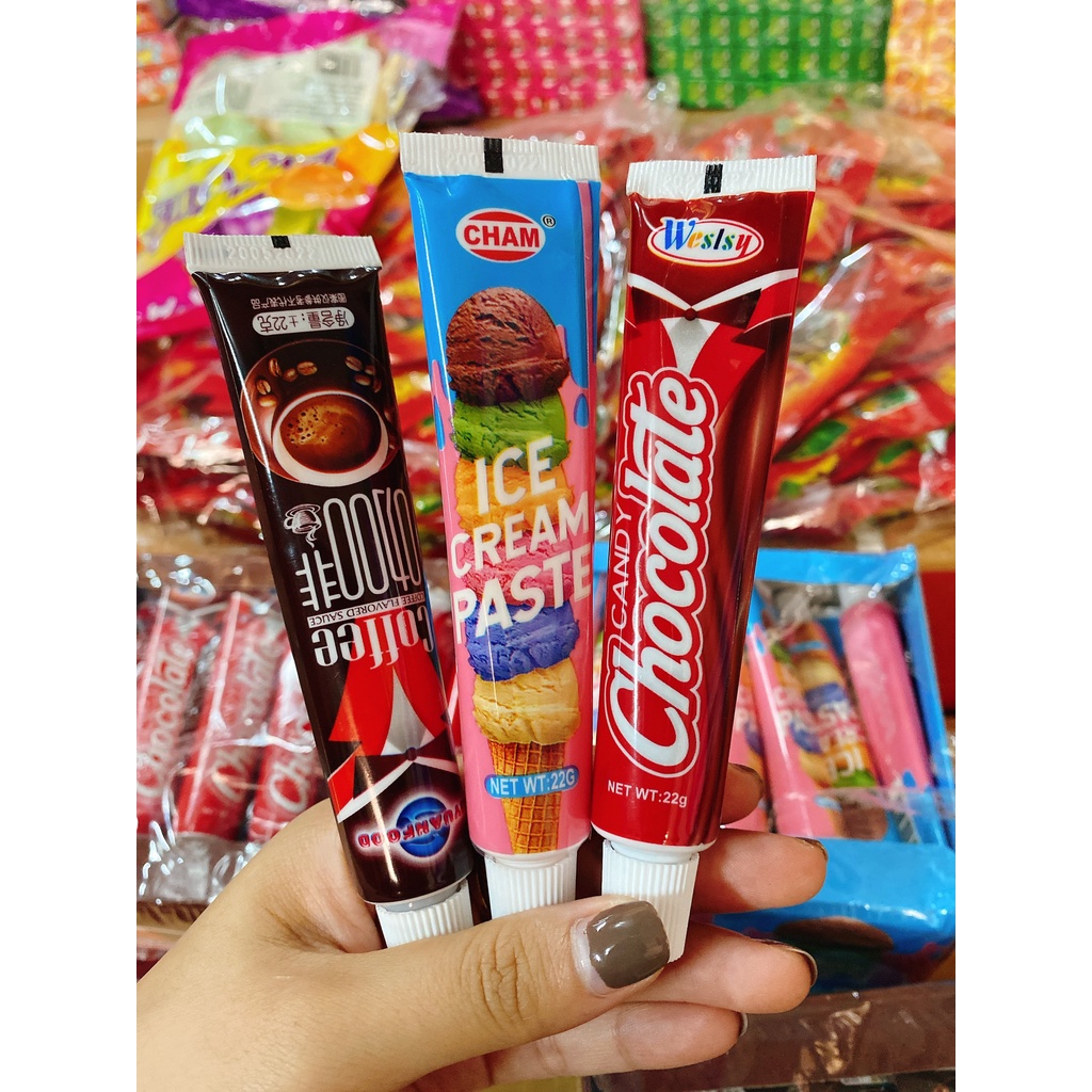 [ Ăn vặt trẻ em ] Combo 30 tuýp kẹo kem đánh răng vị Socola / Dâu tây / Kem vanni sữa tuýp 30g