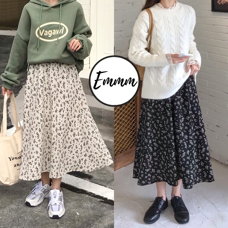 [Mã FADIRECT20 giảm 20K đơn 150K] Chân váy dài họa tiết hoa freesize phong cách Ulzzang Hàn Quốc hàng Quảng Châu