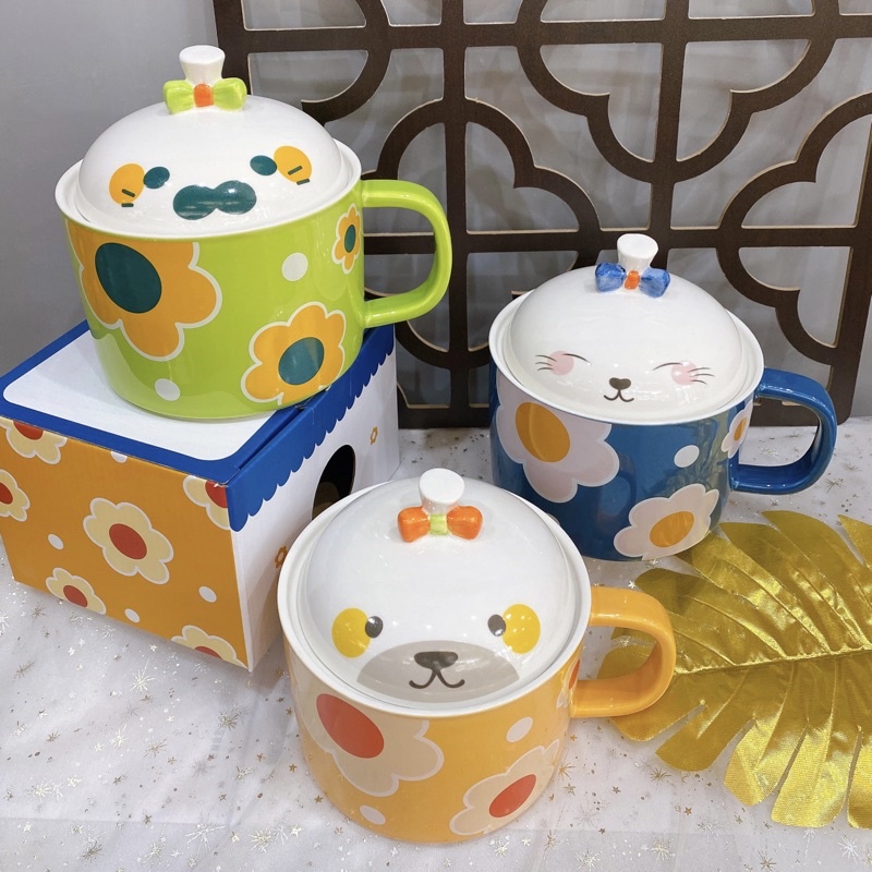 Tô sứ có nắp ngộ nghĩnh, bát ăn mì có quai, chén sứ cỡ lớn đựng canh, súp, mì siêu tiện lợi