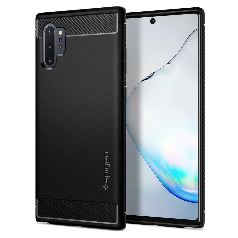 Ốp lưng chống sốc hàng hiệu Spigen Rugged Armor màu đen cho Galaxy Note 10 | Note 10 Plus