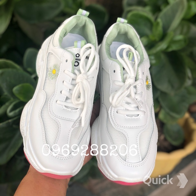 Giày sneakers thể thao ⭐️FREESHIP⭐️ giày nữ phối lưới  thoáng khí hoa cúc độn đế cầu vồng, tăng chiều cao