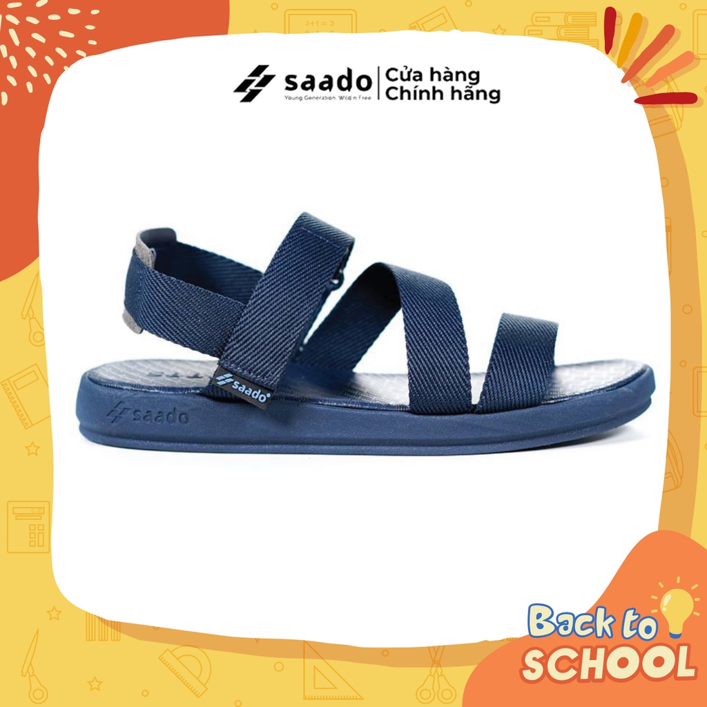 [CHÍNH HÃNG] SANDAL SAADO | NN02 – Màu Xanh Đen Trơn Basic | Giày Sandal Nam Nữ Quai Chéo Cao Cấp