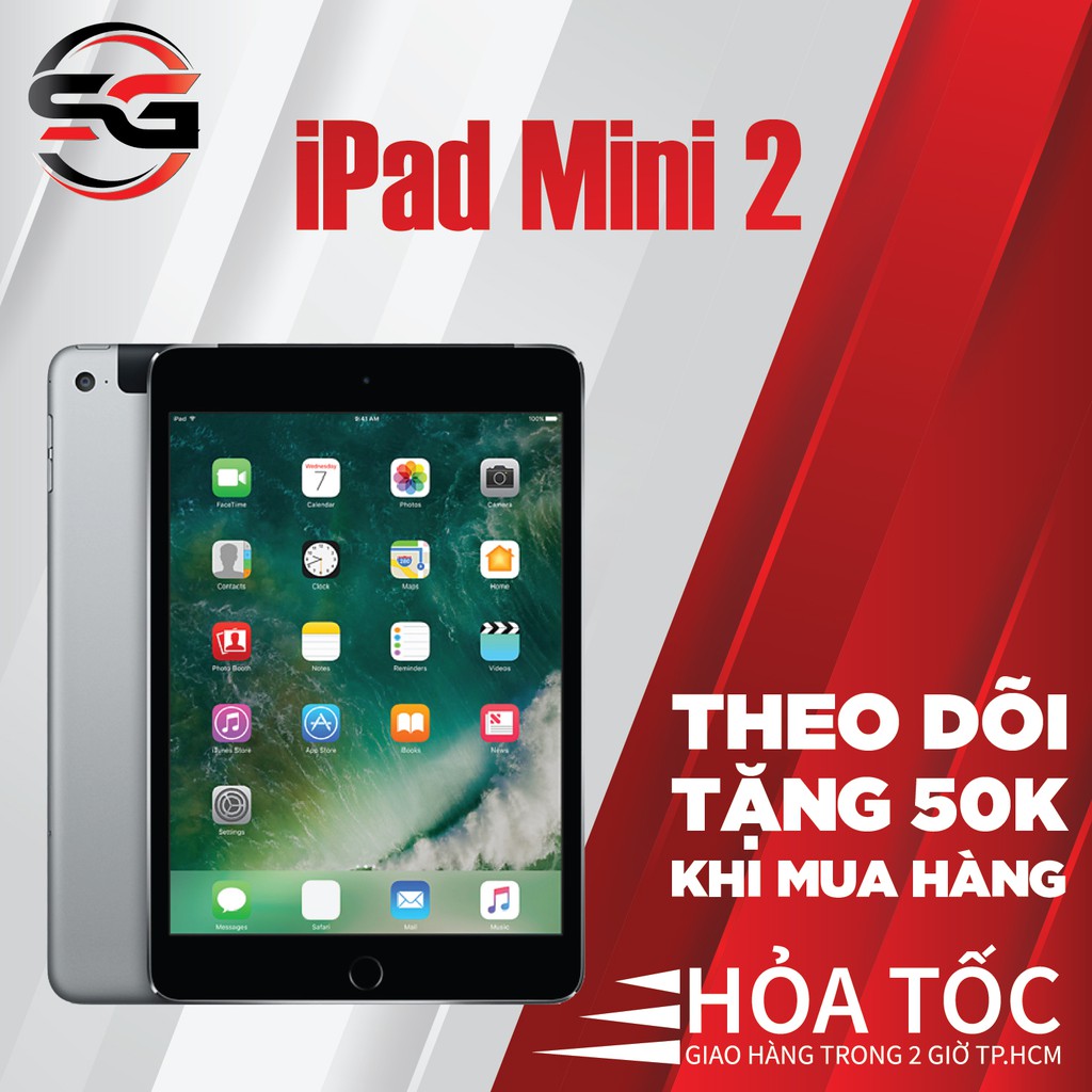 Máy tính bảng IPAD MINI 2 Chính hãng Apple bộ nhớ 16GB 32GB Màn hình 7.9 Inch HD - TẶNG: Bộ Sạc 12W SG PHONE