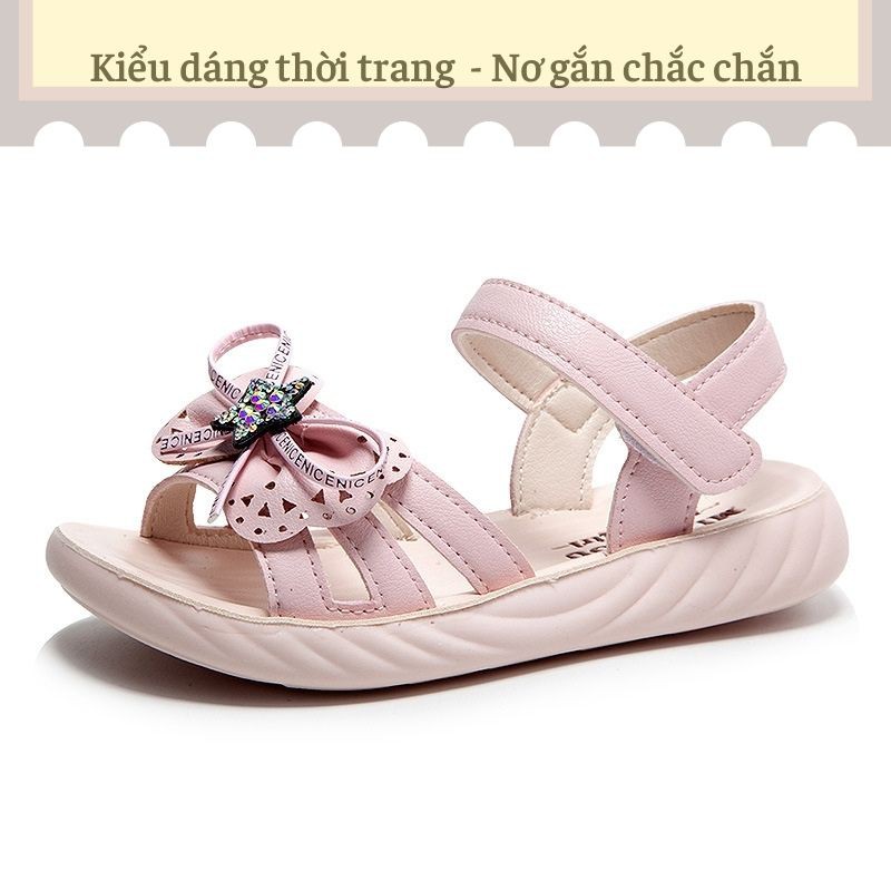 Sandal bé gái nơ hồng - dép quai hậu cho bé gái siêu nhẹ da mềm 1 - 3 tuổi mang hè mix đồ cực xinh SG57