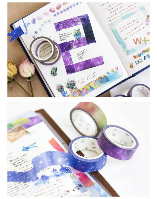 [mới] Băng dính trang trí Washi tape mẫu galaxy