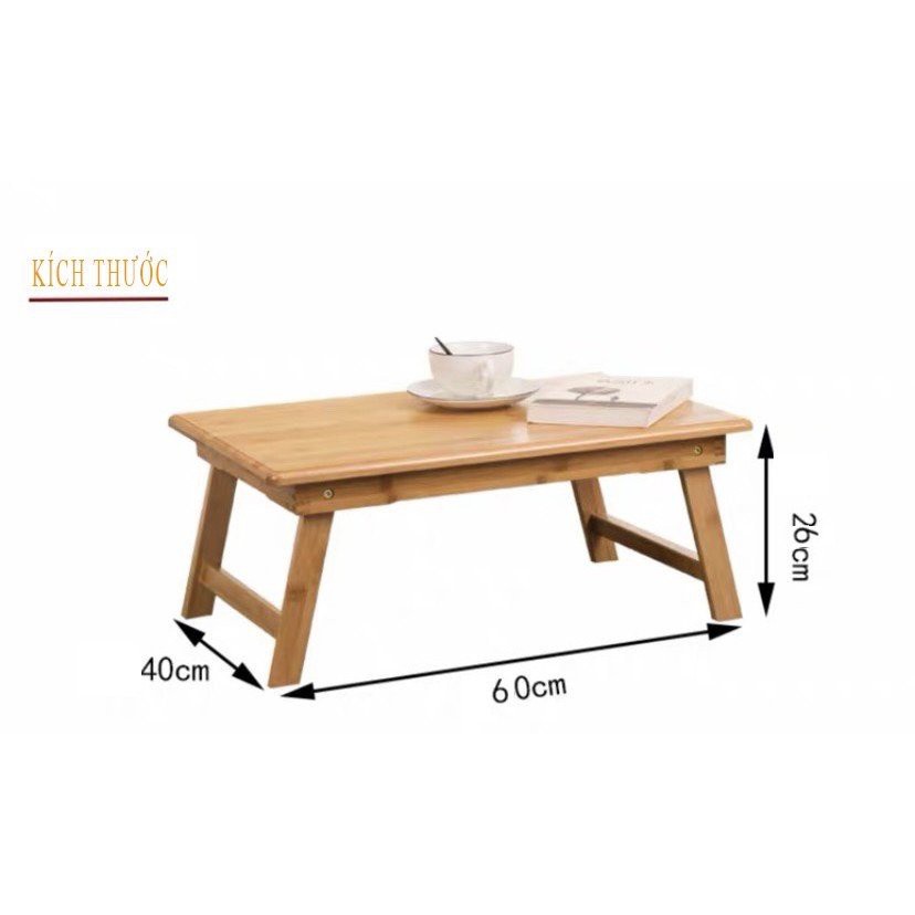 Bàn gấp gọn mini gỗ tự nhiên, bàn gỗ đa năng chân xếp 40x60cm