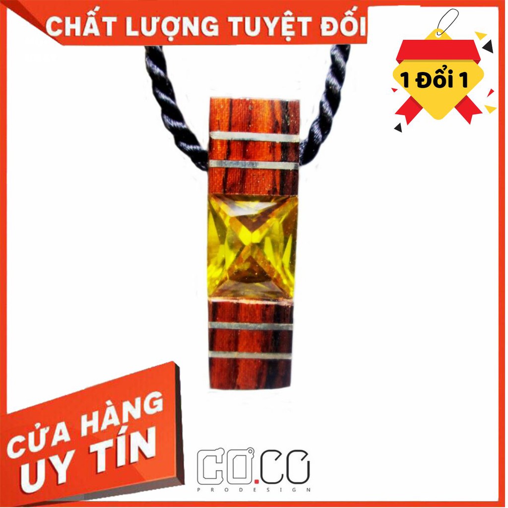 Mặt dây chuyền chế tác từ gỗ Cẩm Lai cẩn  bạc và đá topaz vàng