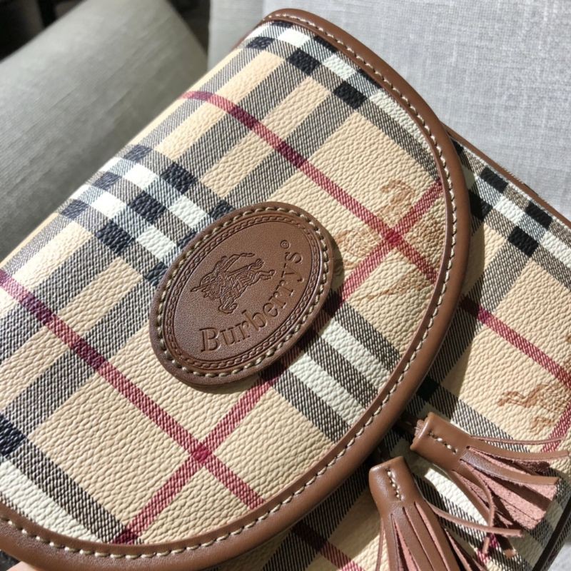 túi xách đeo chéo nữ da thật dáng yên ngựa kẻ caro Burberry BBR