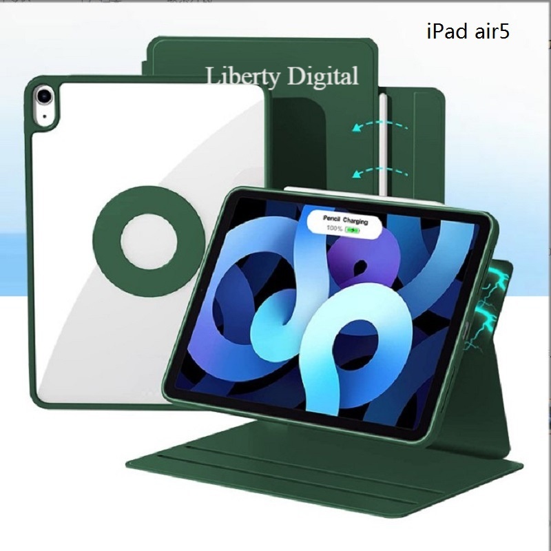 Ốp Máy Tính Bảng Acrylic Xoay 360 Độ Kèm Ngăn Đựng Bút Cho ipad air5 10.9 2022
