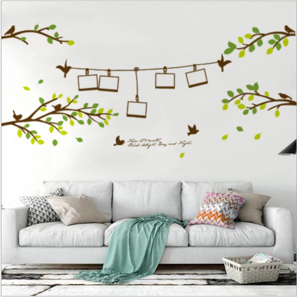 Decal trang trí tường  nhánh cây và khung hình