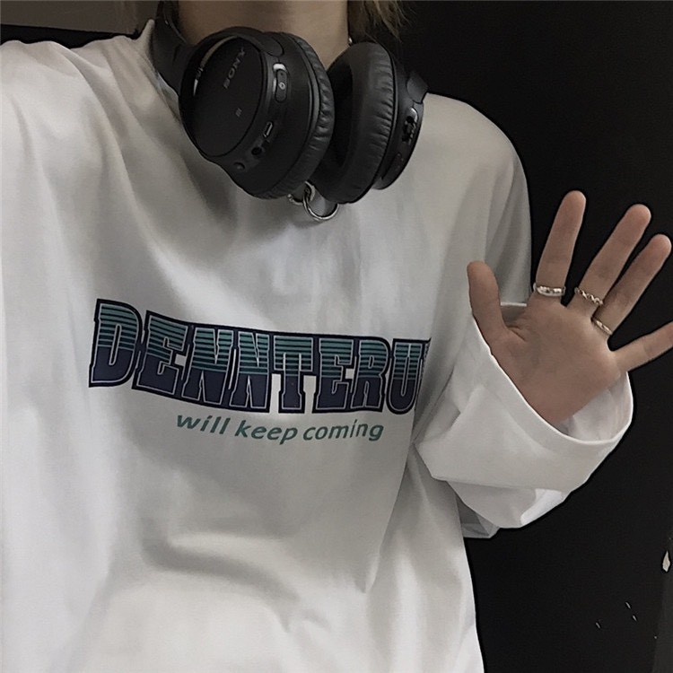 Áo thun tay dài form rộng DENNTERUN NEKO.SG, Áo thun Streetwear Ulzzang SWT63