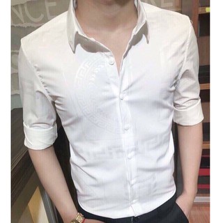 Sơ Mi Nam Trắng Dài Tay chất Lụa Thái Hàn Quốc Cao Cấp họa Tiết Chìm