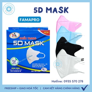 Hình ảnh [Hộp 10 cái] Khẩu trang 5D mask FAMAPRO quai thun khẩu trang y tế kháng khuẩn dày 3 lớp vải không dệt