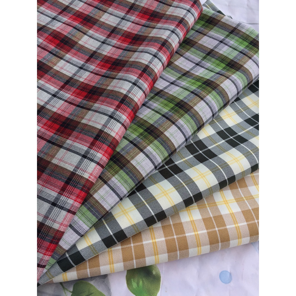 Vải Tuytsi kẻ caro các màu, chất cực đẹp, co giãn 2c, lên bộ, chân váy, chân váy xếp ly, quần baggy, quần âu hay vest..