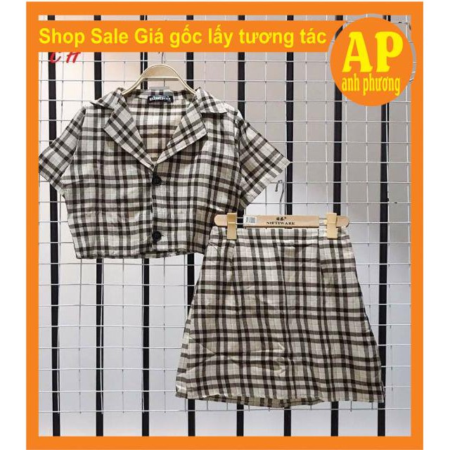 Sét váy kẻ vest có ảnh thật sp🍄Áo crt kẻ có cúc mix chân váy kẻ 2 lớp🍄bên trong có quần | BigBuy360 - bigbuy360.vn