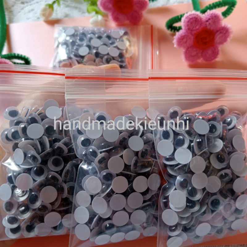 100 CHIẾC  MẮT THÚ - SIZE 8mm - 10mm gắn thú nhồi bông, hình trang trí các loại