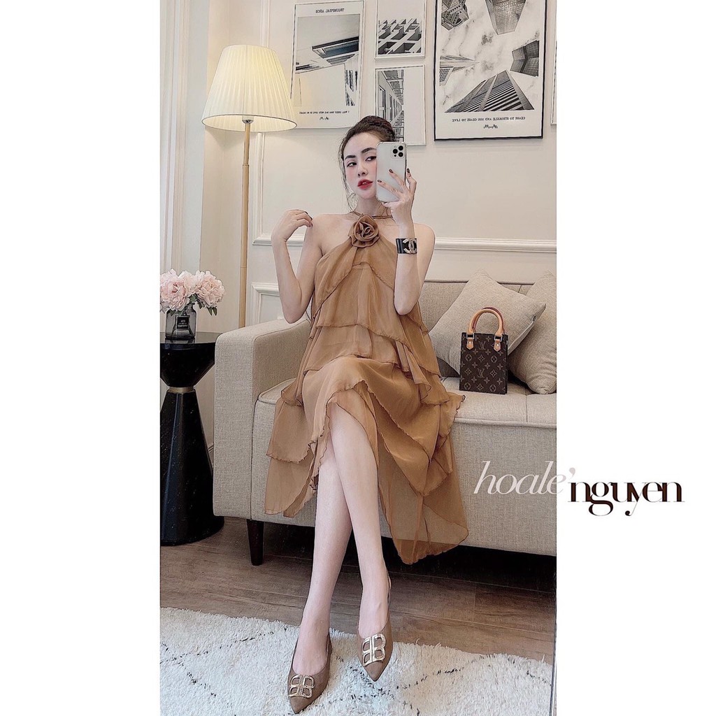 ĐẦM 2 DÂY CHÉO CỔ PHỐI (HÌNH THẬT) VINTAGE_STORE1