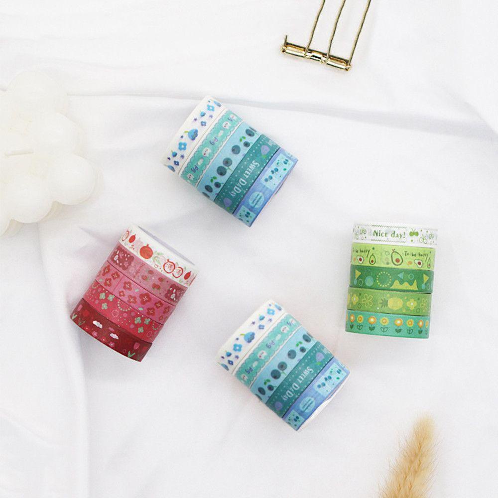 PISTA Hộp 5 Cuộn Băng Dính Washi Dễ Thương Trang Trí Sổ Tay