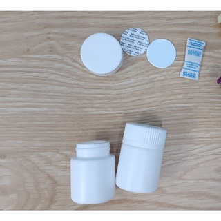 Vỏ lọ đựng dược 45ml, lọ nhựa dược trắng 45CC, Chai nhựa đựng thuốc 45ml Nắp nhấn 20 viên nang