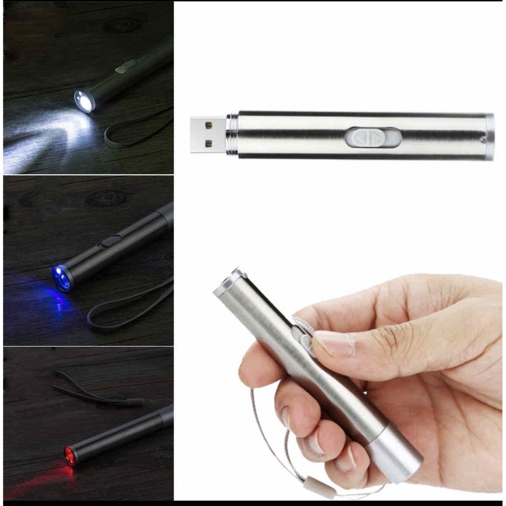 Đèn pin mini Inox sạc USB Siêu SÁNG