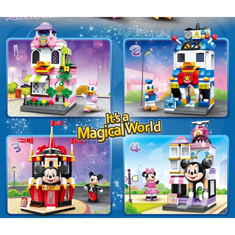 Bộ đồ chơi lego lắp ráp lâu đài công chúa/chuột Mickey Minnie/vịt Donald dùng làm quà tặng sinh nhật cho bé gái