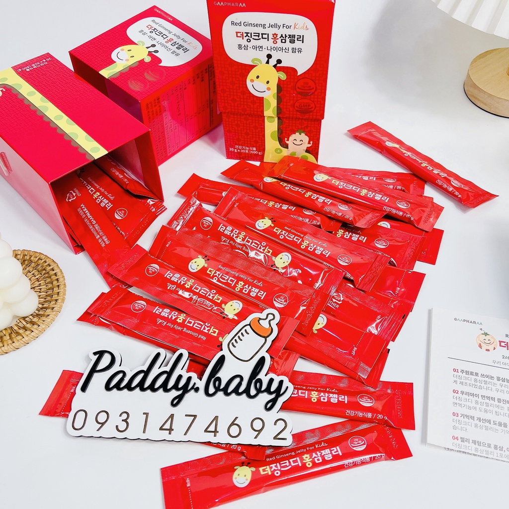 Thạch hồng sâm hỗ trợ tăng chiều cao GM PHARM Hàn Quốc chứa Kẽm và vitamin D cho bé từ 8 tháng đến 13 tuổi [Hộp 30 gói]