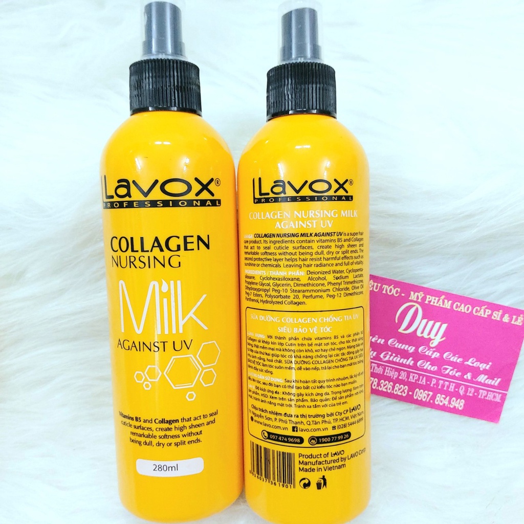 Xịt Dưỡng Collagen Chống Tia UV Siêu Bảo Vệ Tóc Lavox Collagen Nursing Milk Again UV 280ml