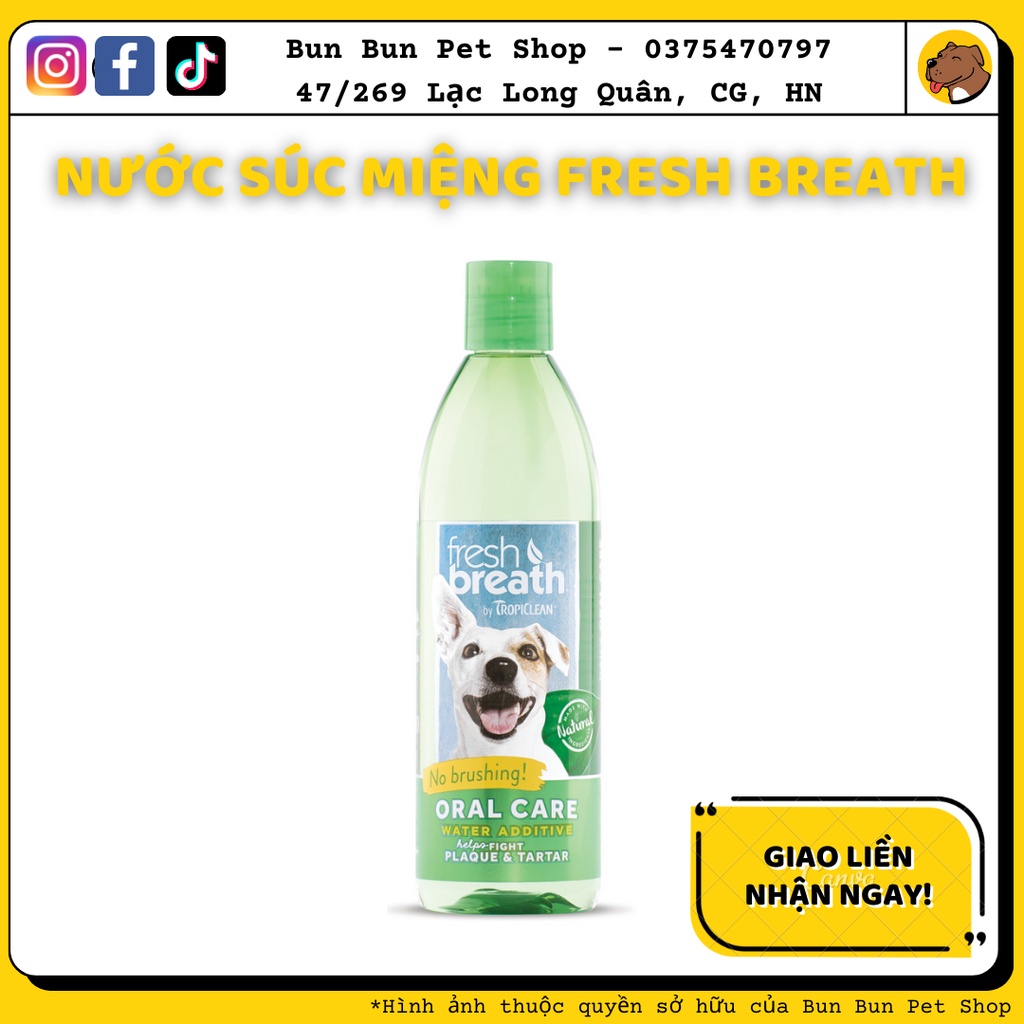 473ml - Nước vệ sinh răng miệng TropiClean đủ vị cho Chó Mèo đủ vị - TropiClean Fresh Breath Oral Care Water Additive