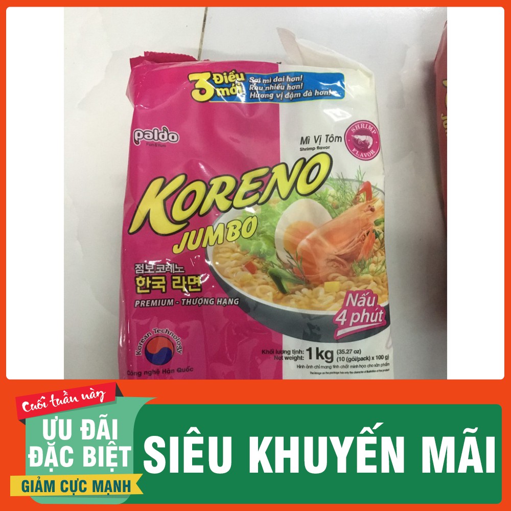 Mỳ Ăn Liền KORENO JUMBO HÀN QUỐC 1KG GÀ/ TÔM/ BÒ CAY/ KIM CHI/ NẤM/ HẢI SẢN CAY | BigBuy360 - bigbuy360.vn