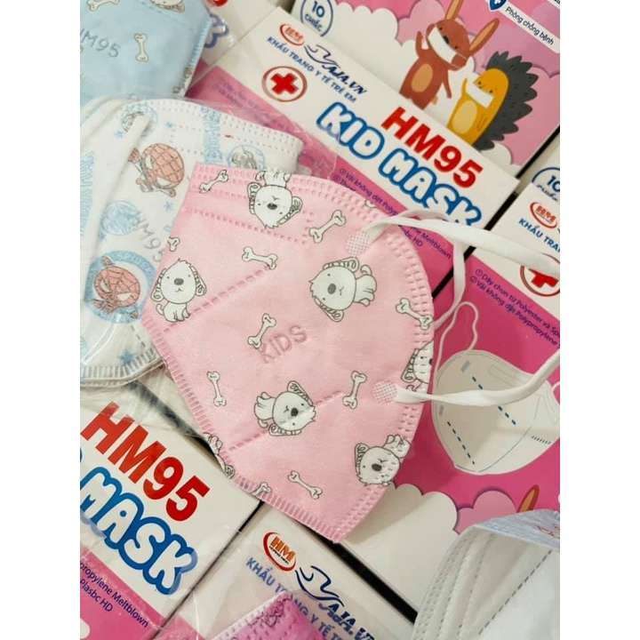 1 hộp Khẩu Trang trẻ em 2-12 TUỔI HM95 KID MASK 5 lớp với 2 lớp kháng khuẩn ,chống bụi mịn Pm2.5 (10 chiếc)