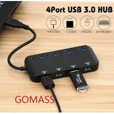 Hub chia usb 3.0 Ultra Slim có công tắc (4 cổng) - Bộ chia cổng USB 1 ra 4