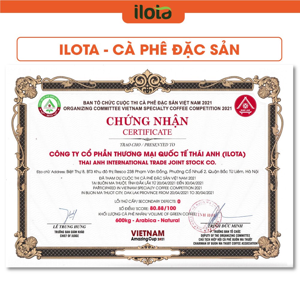 Cà phê rang xay nguyên chất rang mộc pha phin  ILOTA 2 Robusta Coffee gu mạnh đậm đắng