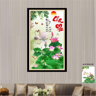 Tranh đính đá cha mẹ kích thước: 75cm x 50cm