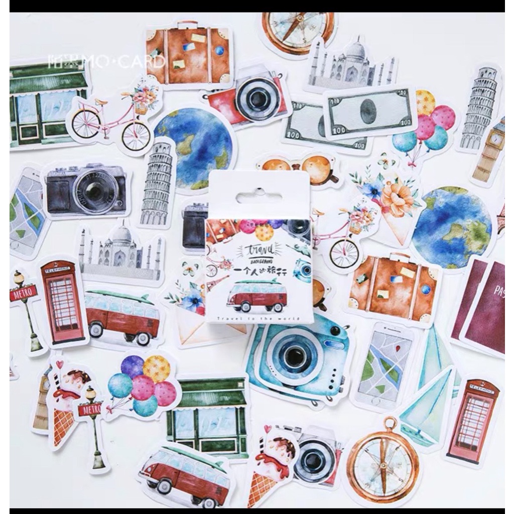 Set 45 sticker miếng dán Travel  Background